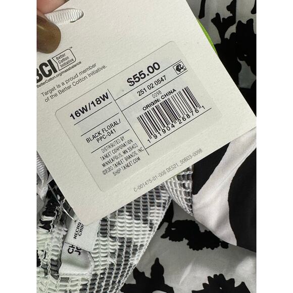 Christopher John Roger black white floral print midi dress size 16W-18W - Picture 5 of 11